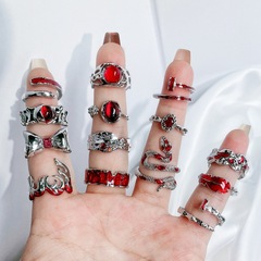 High-end light luxury red drip glaze open-mouthed ring with irregular fashionable exquisite temperament personalized cold wind index finger ring