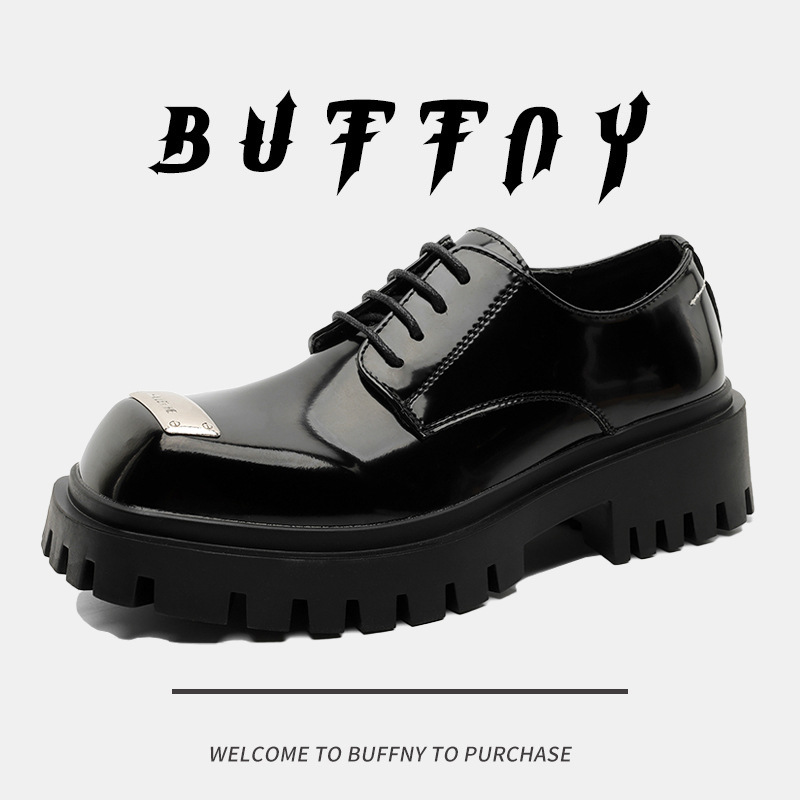 男士皮鞋2025新款厚底方头休闲小皮鞋发型师英伦德比鞋潮流西装鞋