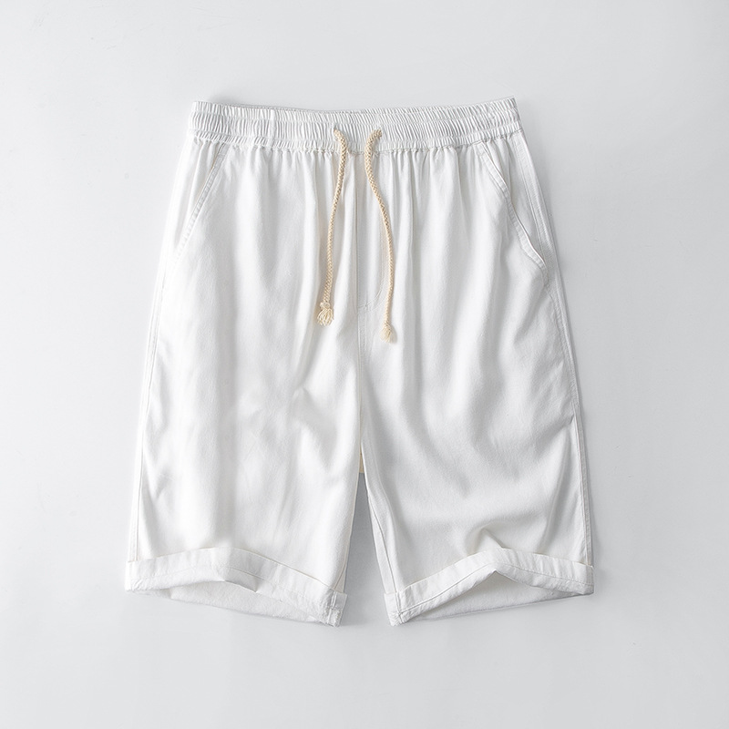 Pantalones cortos de lino de los hombres pantalones de lino rectos flojos ocasionales playa más tamaño fábrica verano cintura elástica más tamaño hombres