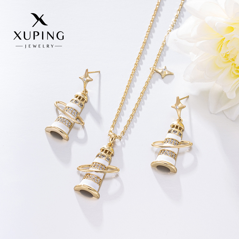 Xuping nicho de moda diseño estrella faro pendientes collares joyas set de atmósfera de vacaciones orejas collares image 1