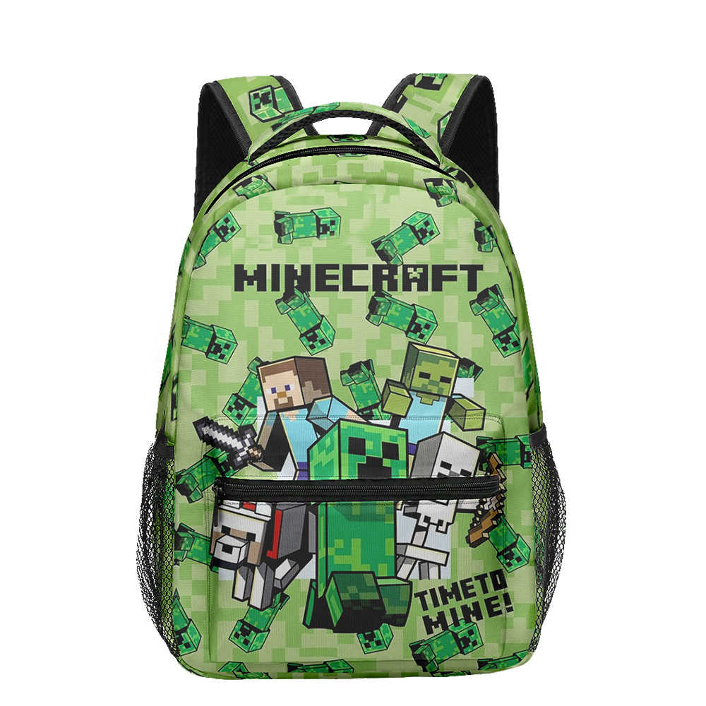 Nuevo producto 3D My World Minecraft mochila de estudiantes de primaria y secundaria bolsa de almuerzo bolsa de bolígrafo doble tres piezas set