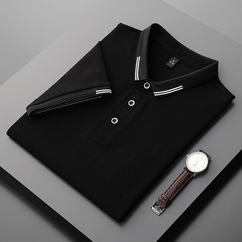 Camiseta polo de color sólido de manga corta para hombre, estilo nuevo y delgado para verano, informal de negocios, holgada, con bordado moderno. image 1
