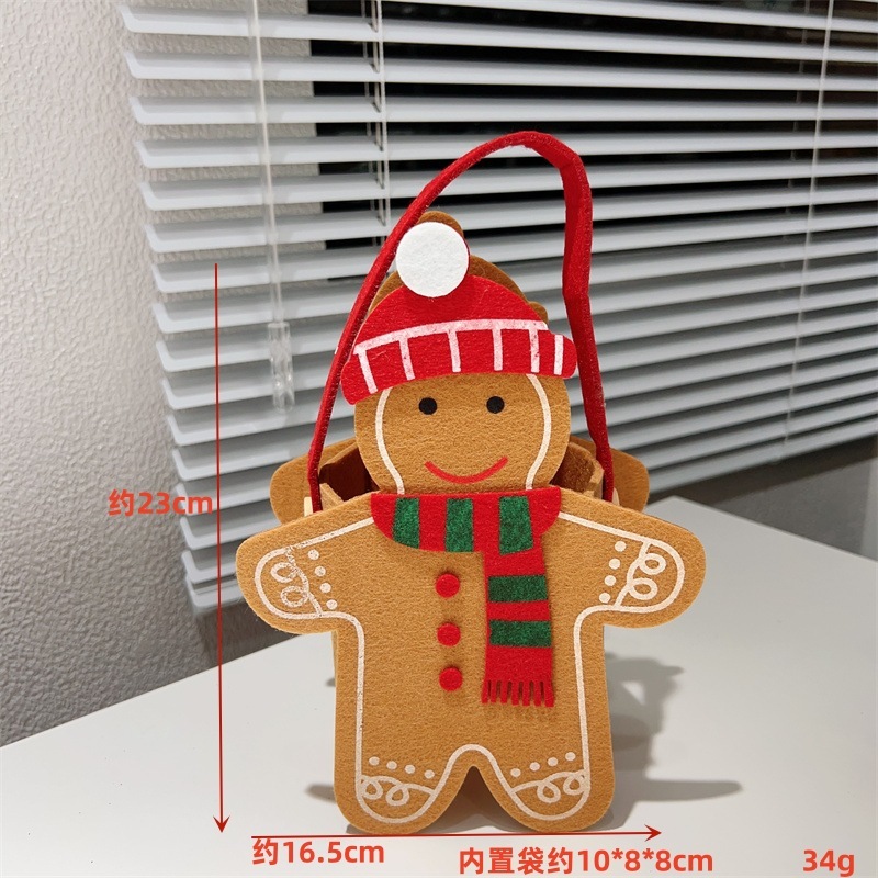 クロスボーダークリスマスフェルトジンジャーブレッドマンギフトバッグクリスマスイブアップル包装箱ギフトギフトトートバッグ|undefined
