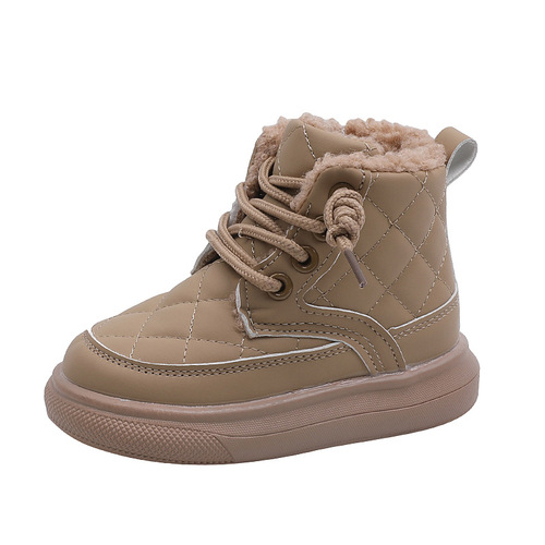 Children's Cotton Shoes 2024 New Winter Girls' Short Boots Soft Sole Pan Bread Shoes Boys' Snow Boots Fleece Cotton Boots Trendy