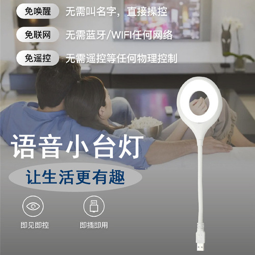 Chinese and English USB smart voice small desk lamp language voice control home student study dormitory bedside LED night light