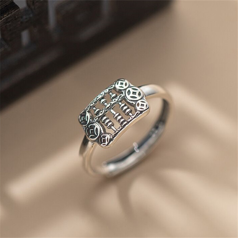 Punk retro apenado flor en forma de serpiente anillo de la estrella personalidad de alto sentido plata tailandesa Hipster anillo de entrega de una sola pieza femenina