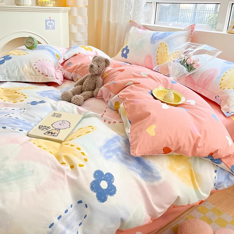 100 algodón cuatro piezas cubierta de cama 2025 nuevo dormitorio de estudiantes sábanas de tres piezas cubierta de cama