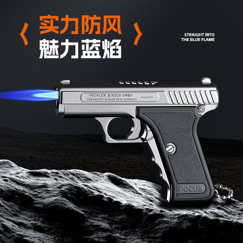 Encendedor de gas a prueba de viento con llama azul