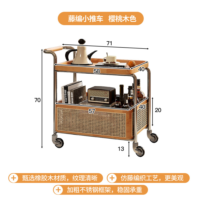 carro de comedor móvil con estante de mesa de comedor estilo medieval de madera maciza carro de salón doméstico mesa de té retro
