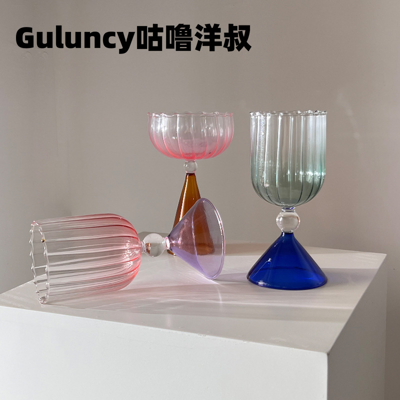 Girly ins style irregular wine glass niche design glass cup high-end water cup coffee milk juice cup