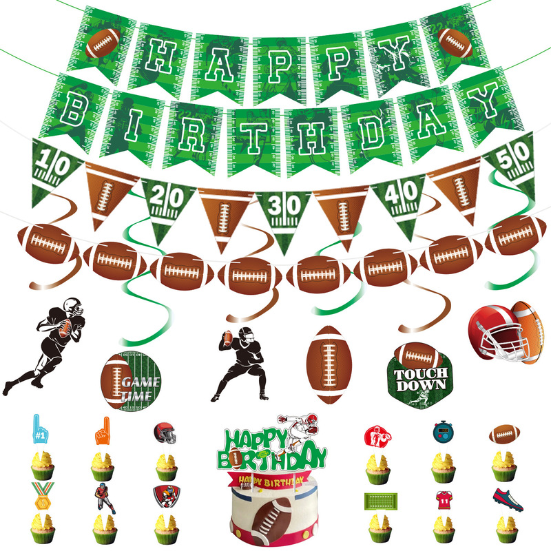 Cross-Border rugby party decoration supplies Super Bowl fans party suit decoration pull flag banner card insertion Cross-Border rugby party decoration supplies Super Bowl fans party suit decoration pull flag banner card insertion