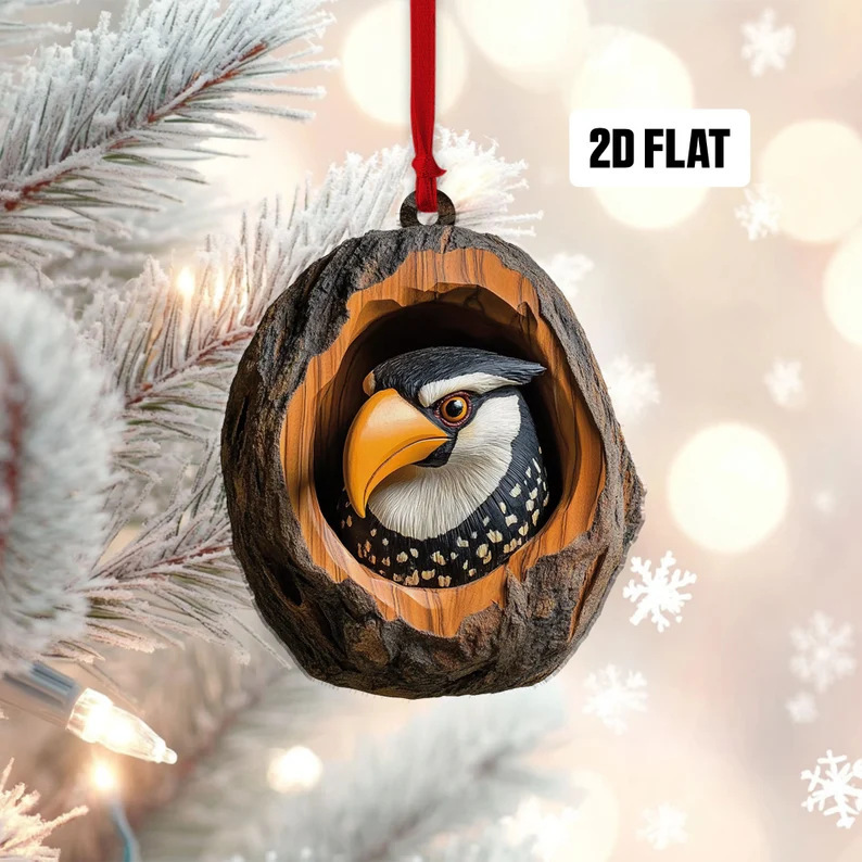 Nuevos búhos transfronterizos, osos, adornos de Navidad, colgantes de árbol de Navidad, colgantes de acrílico de impresión plana 2D