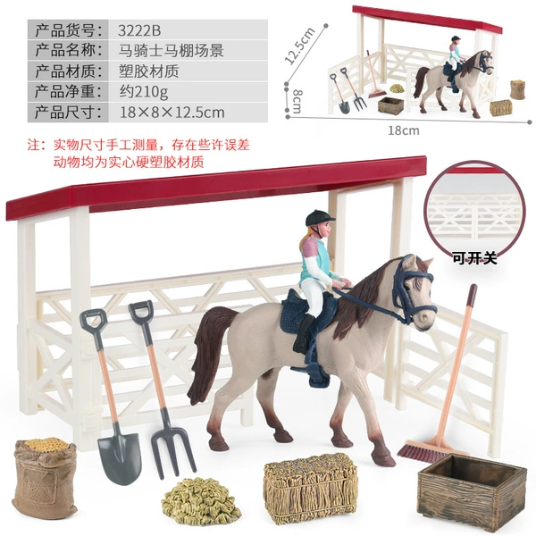 HSN3222B Horse Rider with Horse Shed Scene Set
