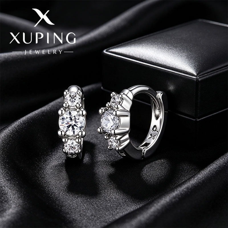 Xuping joyería estilo de moda europea y americana aretes exagerados doble fila brillante aretes de aretes de arroz de arroz pendientes de arroz transfronterizos aretes al por mayor