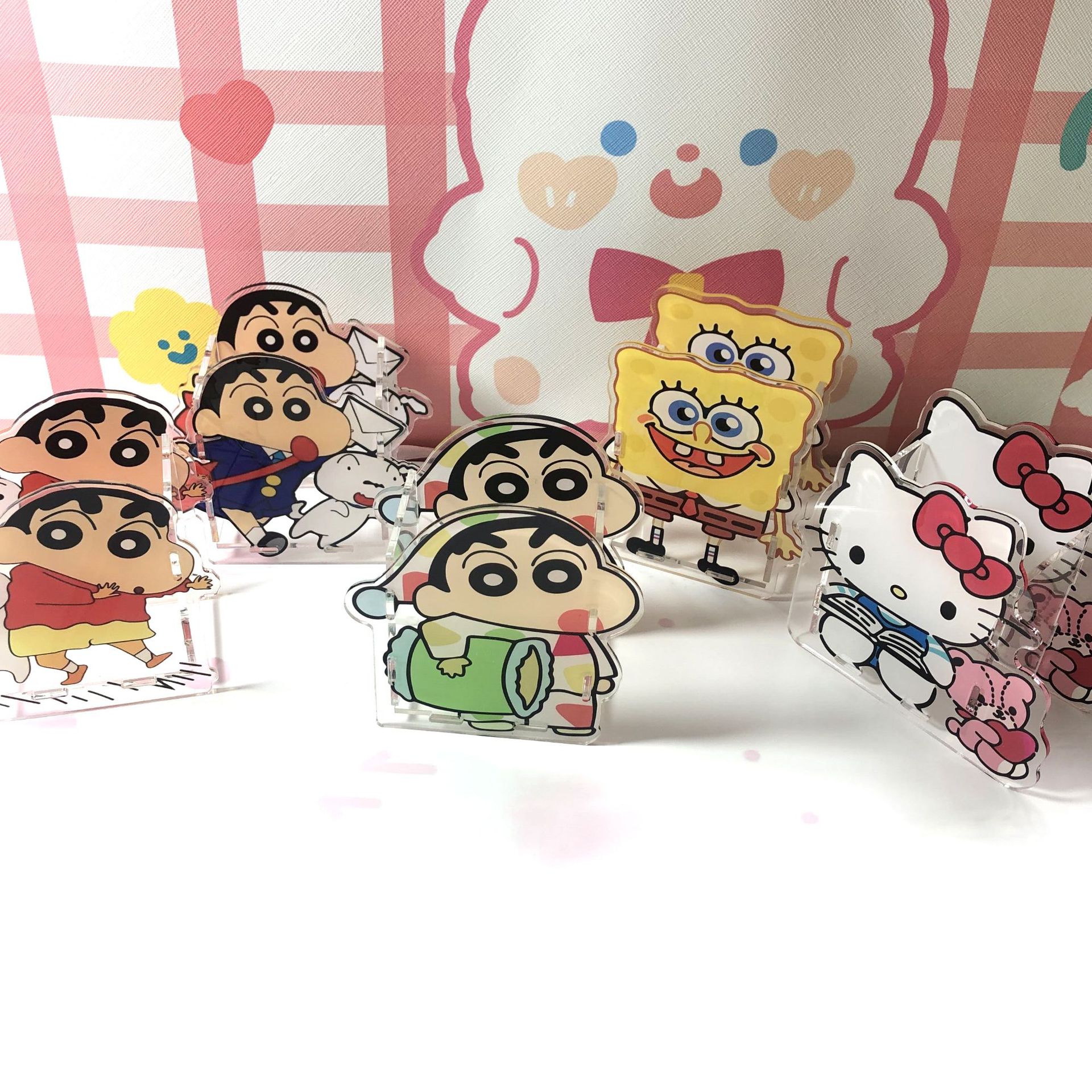 創意可愛蠟筆小新亞克力透明筆筒生桌面文具收納盒可愛少女心