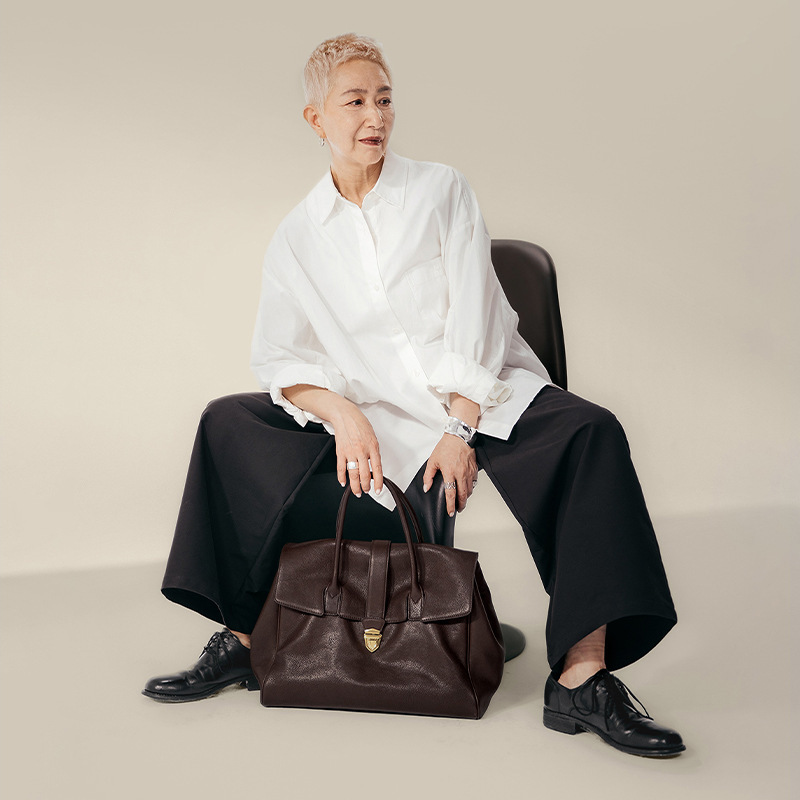 Women's Genuine Leather Handheld Briefcase Retro Large Capacity Commuter Top Grain Vegetable Tanned Cowhide Bag - Thumbnail 2