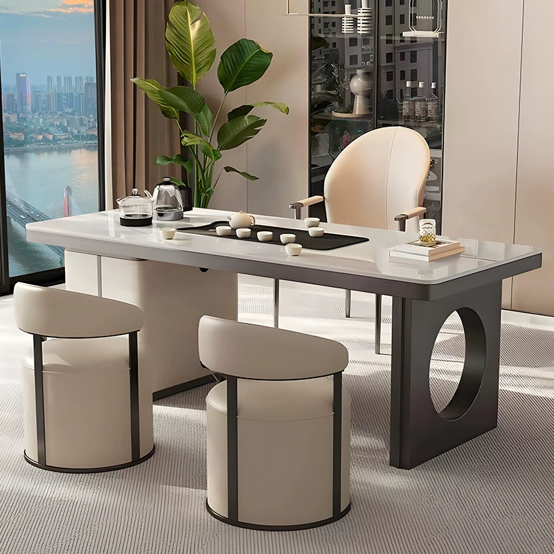 Легкий экстравагантный чайный стол с каменной плитой