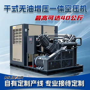 Dry-type oil-free screw air compressor, large high-pressure 20 kg 40 bar air compressor unit for high-altitude pressurization