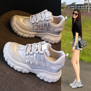 HZ851-2 Thick-soled Height-increasing Mesh Breathable Outdoor Mountaineering Running Shoes Women's 2025 Summer Sports Casual Shoes