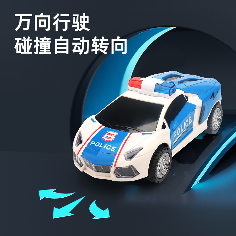 Stunt eléctrico de los niños Puerta Abierta coche de policía universal giratoria música luz policía coche de juguete puesto al por mayor