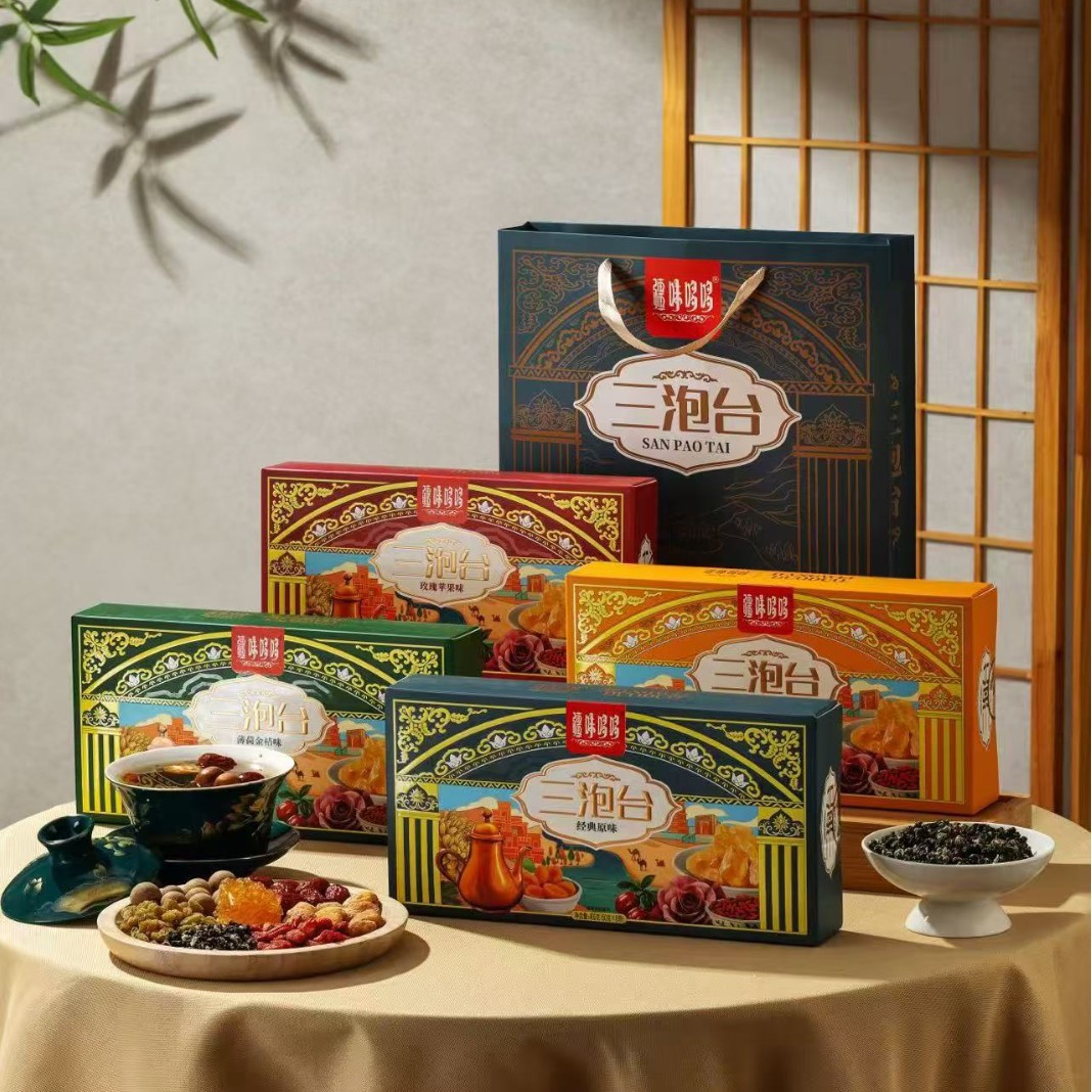 新疆特产三泡台茶四种口味400g玫瑰苹果盒装礼盒工厂直发一件批发