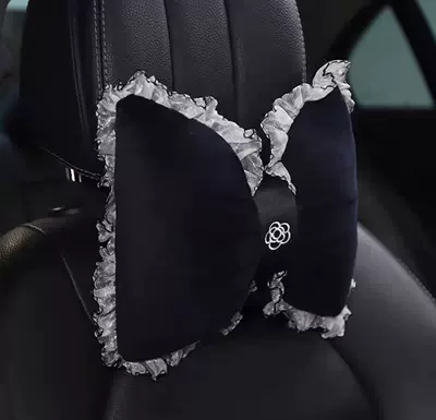 elegant bow Camellia headrest car – Headrest - lace-plush-camellia-headrest