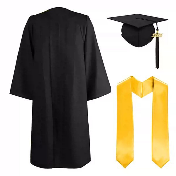 Factory Direct Sales American-Style Bachelor's Gown Three-Piece Set University Woven Suit Doctoral Master's Graduation Gown College Style