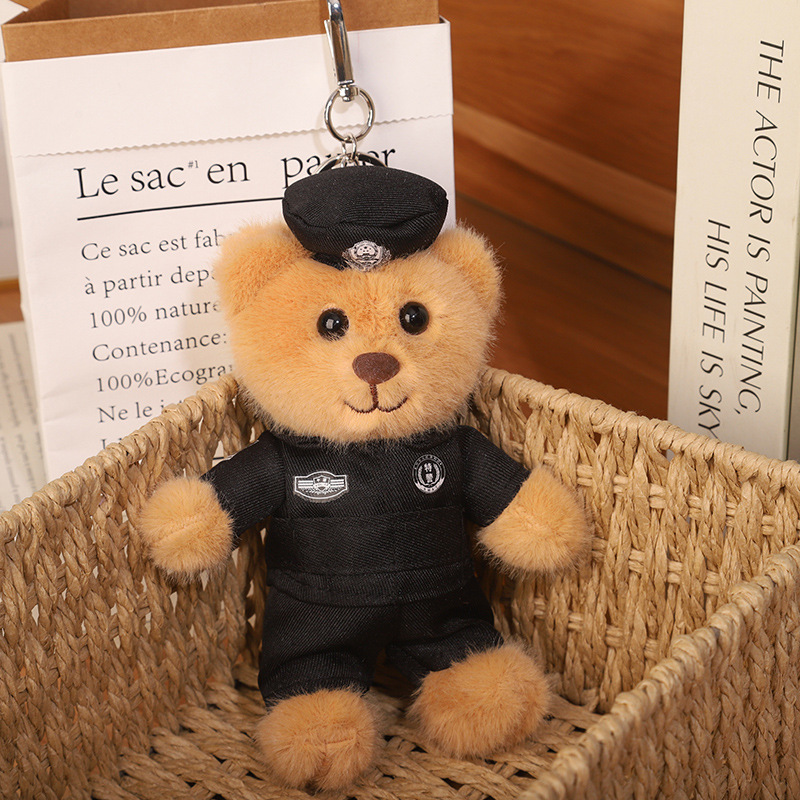 2025 nuevo uniforme de oso fuego cielo azul rescate colgante Teddy bear muñeca juguete de peluche publicidad llavero