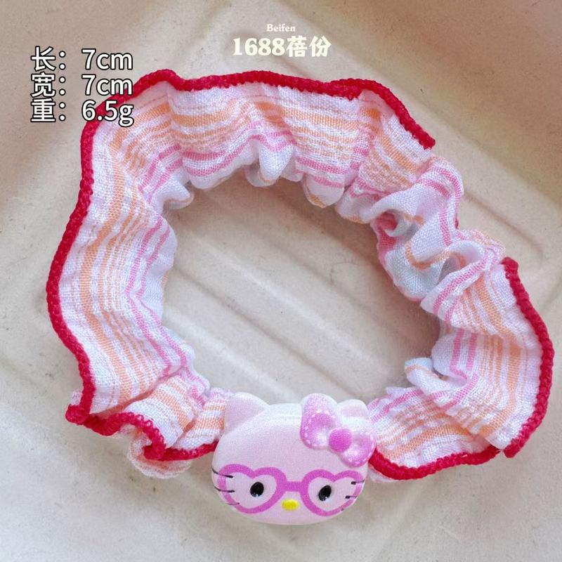 可爱眼镜猫咪格子小肠发圈女高弹力橡皮筋低马尾扎发头绳百搭发饰|undefined