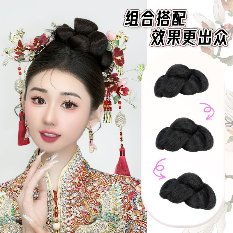 新中式预制发包秀禾头饰假发一体式盘发专用高颅顶手残党懒人必备|undefined