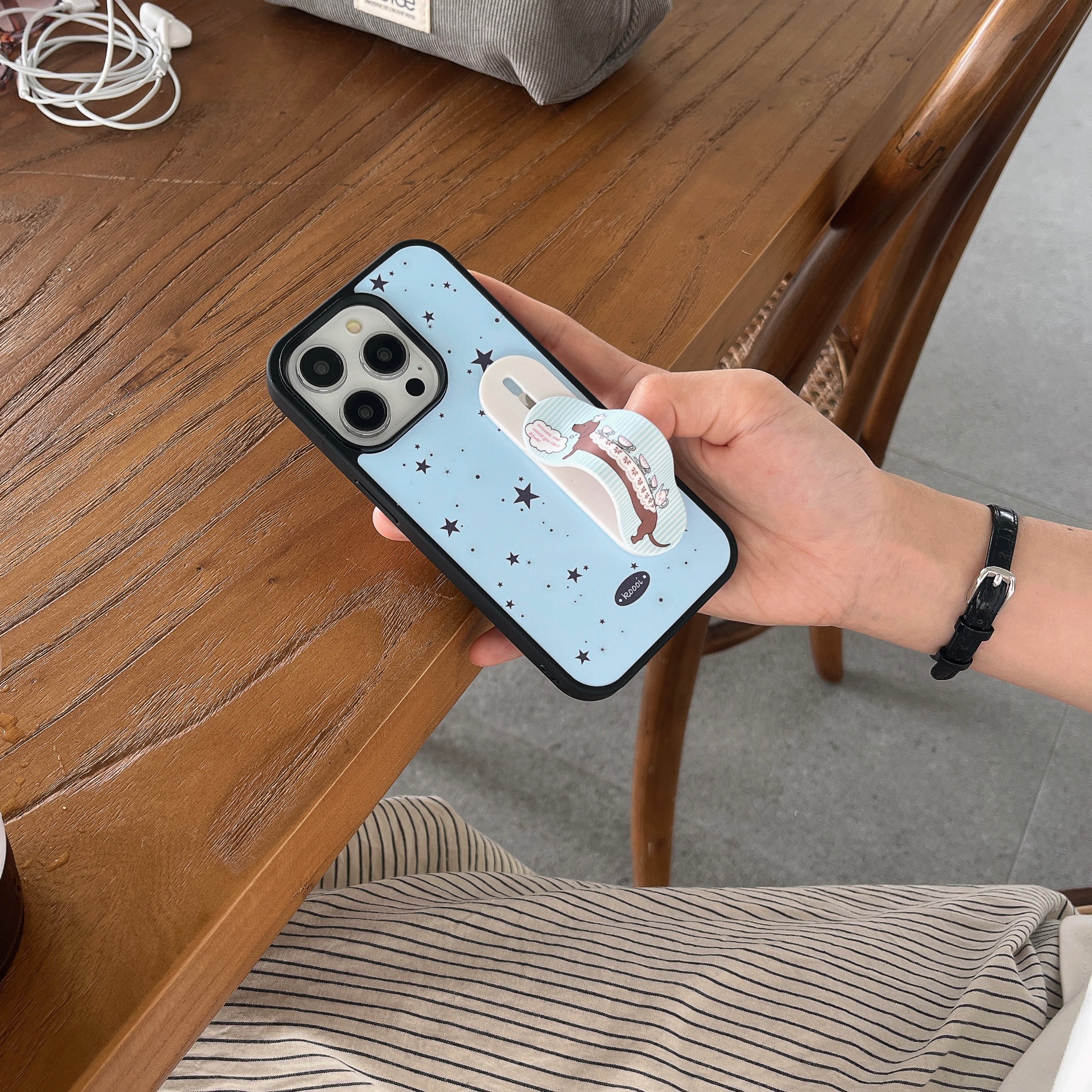 Perro salchicha estrella de salpicaduras de tinta retro simple para Apple 15Pro funda para teléfono móvil 16PM nuevo 14/13 curita 15