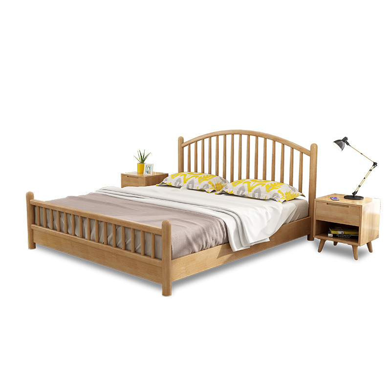 Cama de madera maciza nórdica simple moderno 1,8 m dormitorio principal 1,5 m cama doble económica japonesa cama corta cama de boda