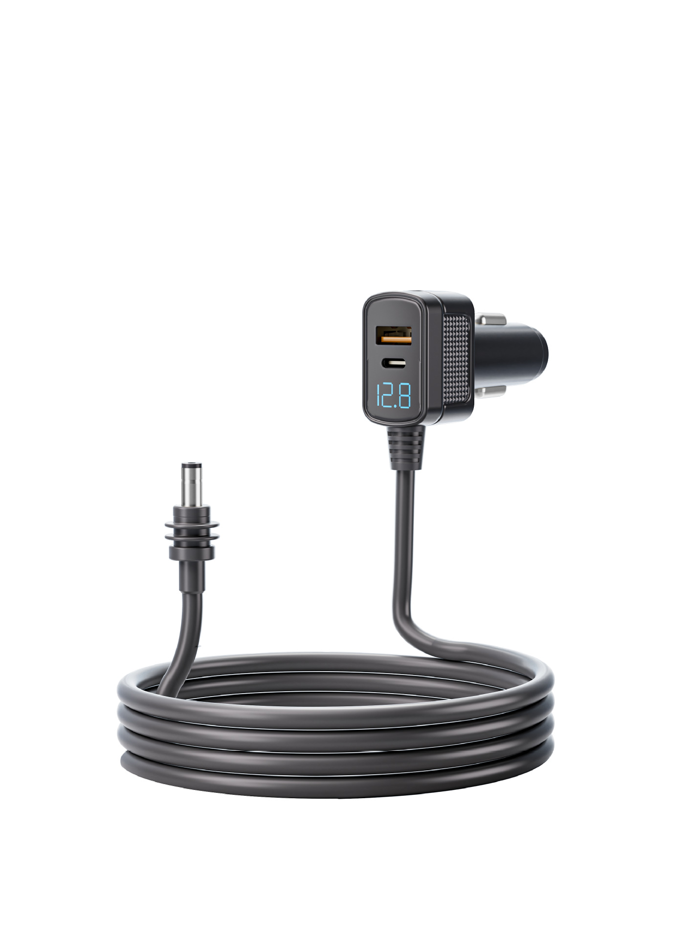 Amazon's Popular Fourth Generation Mini Digital Display Car Charger Waterproof Power Cord Charger Multi-Function Three-In-One Car Charger