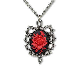 跨境 外贸 亚马逊 哥特式红玫瑰卡梅奥吊坠荆棘框架项链 厂家直销