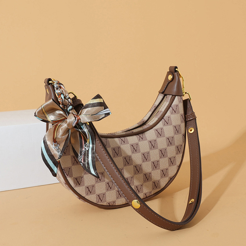 Women's 2024 new high-end printed crossbody popular cowhorn single shoulder underarm bag trend_voghion.com