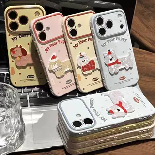 卡通围巾小狗手机壳适用苹果17promax手机iphone16华为爱心视窗