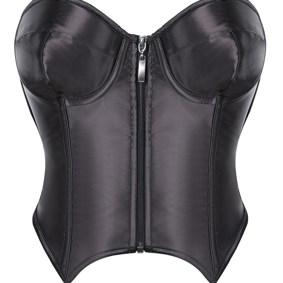 Zipper negro con cojín de pecho, corsé de hueso de pez, chaqueta de forma de mujer, TEMU AliExpress TK suministro transfronterizo