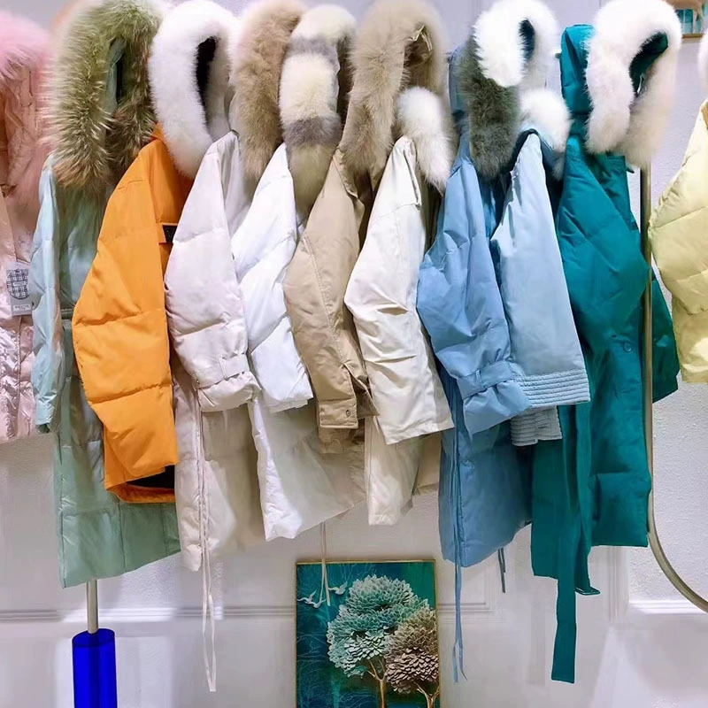 Пуховик Babao Yin 25 зимний с меховым воротником, 90% белый утиный пух, средней длины, оптовая поставка для прямых трансляций