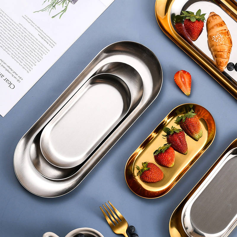 Nordic ins Oval Disc Stainless Steel Plate Snack Plate Home Storage Plate Art Ornaments Tray Jewelry Plate Wholesale Nordic ins Oval Disc Stainless Steel Plate Snack Plate Home Storage Plate Art Ornaments Tray Jewelry Plate Wholesale