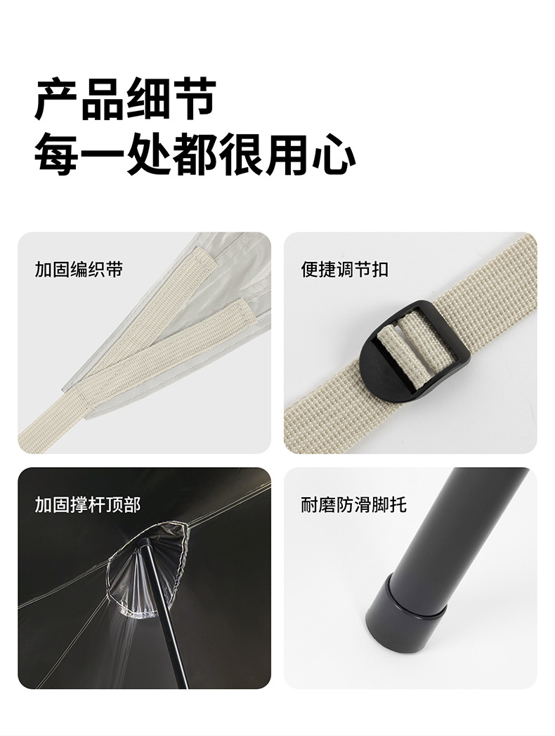 Sunnyfeel Outdoor Swallowtail Thickened Black Vinyl Canopy for Lazy Camping, Rainproof and Sunshade Tent