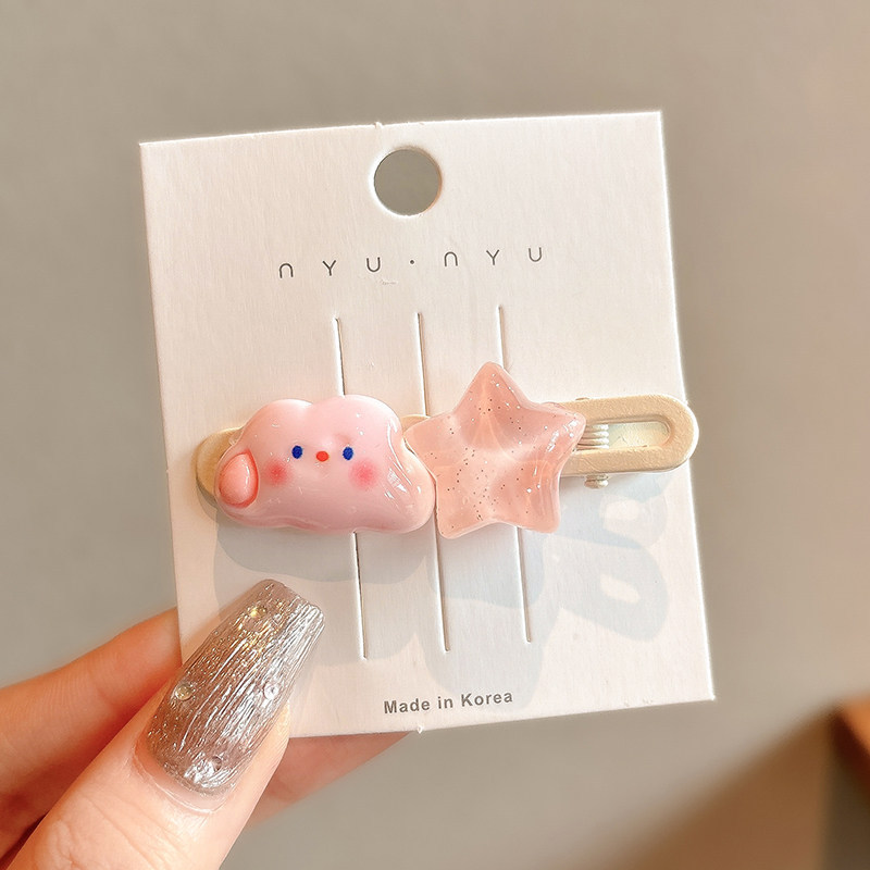 5# pink cloud star hollow duckbill clip 6cm