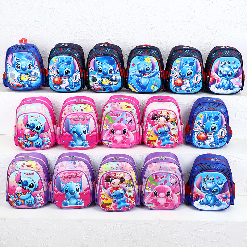 Mochila de dibujos animados Stitch de carcasa dura de 12 pulgadas al por mayor Mochila de jardín de infantes ultraligera Mochila para niños de 3-4 años