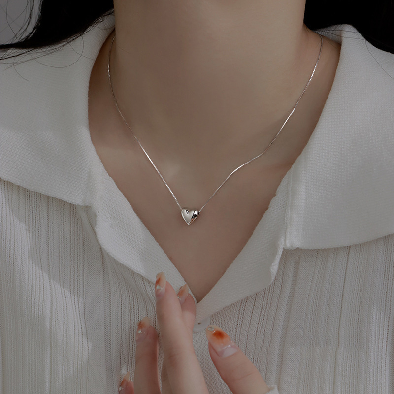 925 Sterling Silver Material Heart Shape Pattern 925 Sterling Silver Plating Heart Shape Pendant Necklace