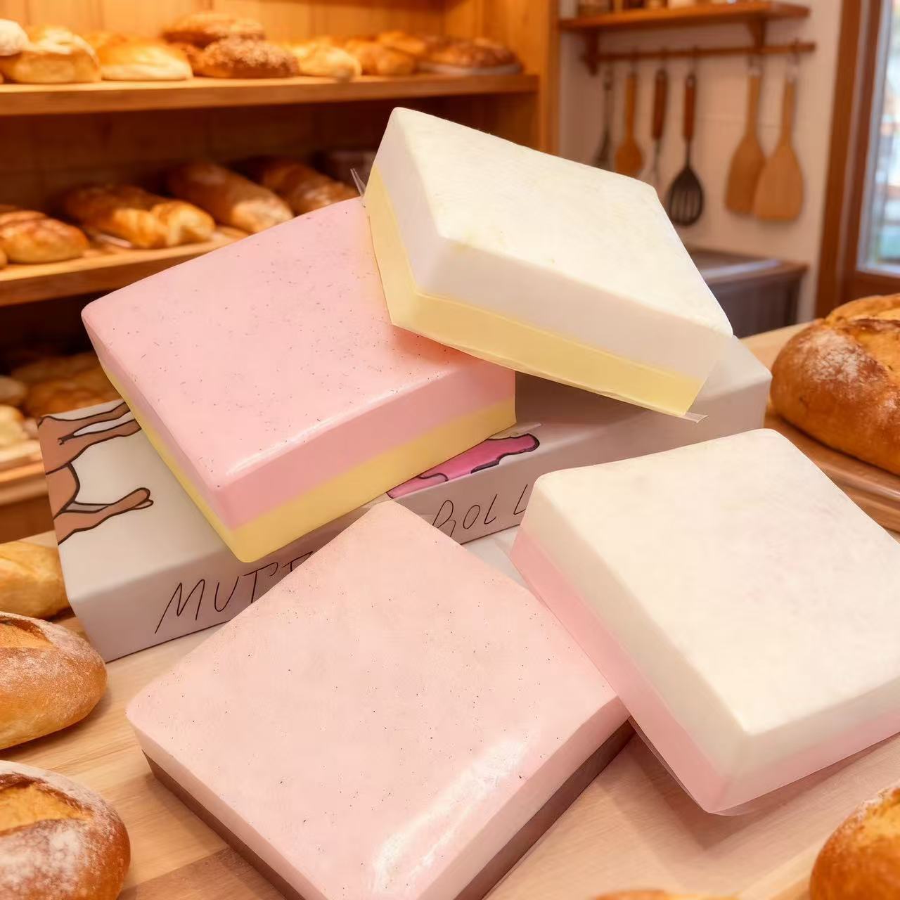 무작위 색상 1개, 부드럽고 끈적끈적한 2색 떡, 느린 리바운드