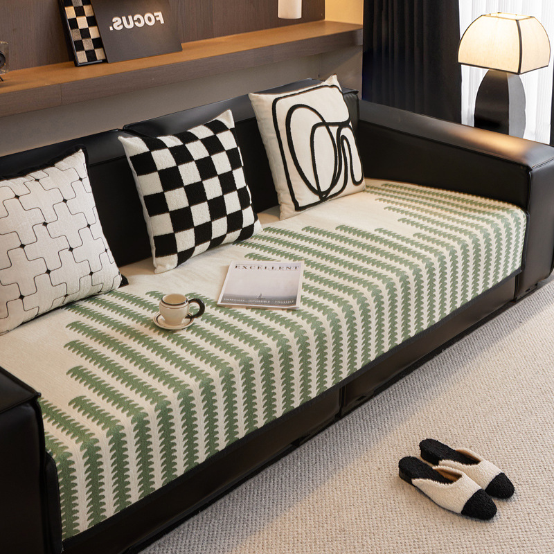 2024 nuevo cojín de sofá Schneider cuatro estaciones lujoso ligero general sensación de alto nivel antideslizante cojín de cuero recto cubierta de tela