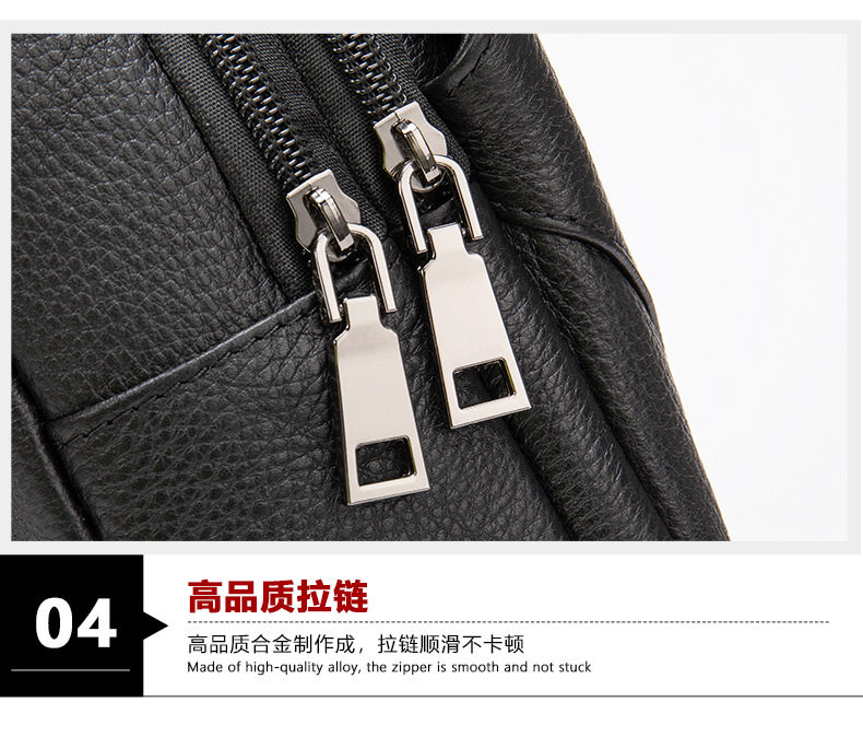 Túi đeo chéo nam da bò thật kiểu mới, túi đeo trước ngực đa ngăn 17×5×30,5 cm — Cà phê nâu, cỡ nhỏ, Đen, Nhỏ, Màu đen, 707 màu đen chi tiết 44