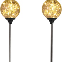 太阳能led玻璃球地插灯 8cm裂纹球 草坪灯照明公园户外景观灯