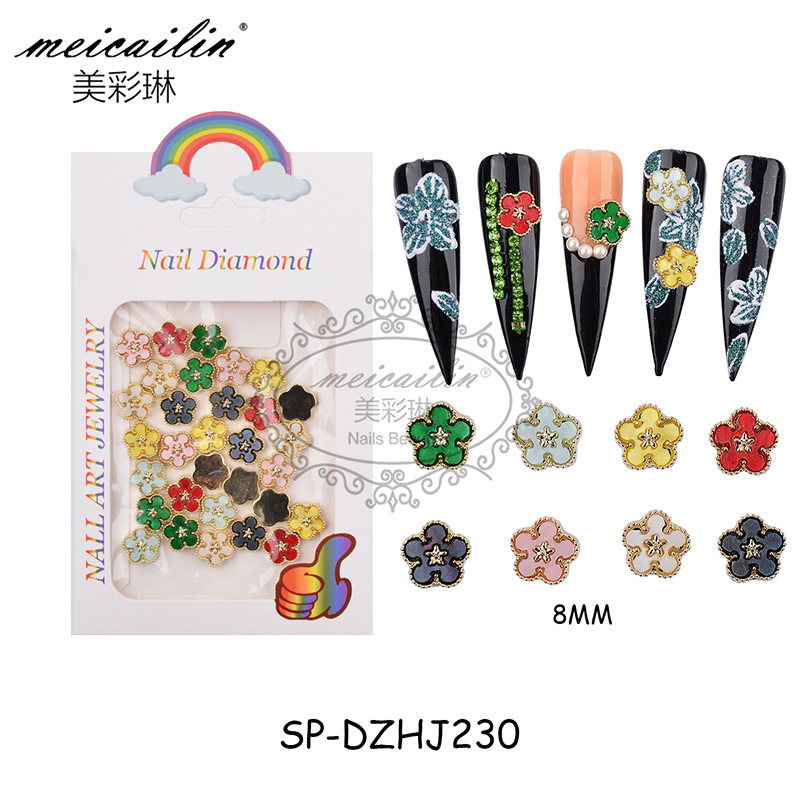 Cross-border new 3d plum alloy nail jewelry charm diy nail rivets do not fade metal jewelry wholesale