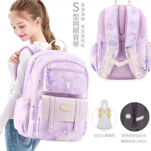 2025 New Hot-Selling Children's Backpack, Girls' Spine-Protecting, Weight-Reducing, Lightweight School Bag for Primary and Secondary School Students, Factory Ready Stock