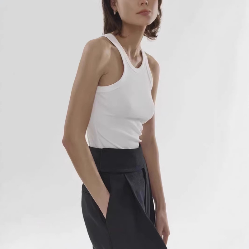 Yuke Silk Cotton Thread Dig Shoulder Tank Tank Vest with I-shaped Sling Women's Summer Outer Wear Anti-running Light Cover Paramilia